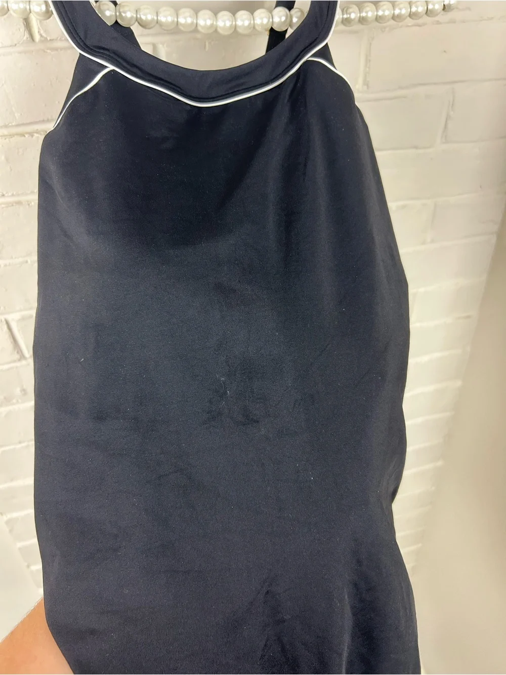 NWT Lands’ End Petite High Neck Swim Dress Swimsuit Size 12P FLAW
